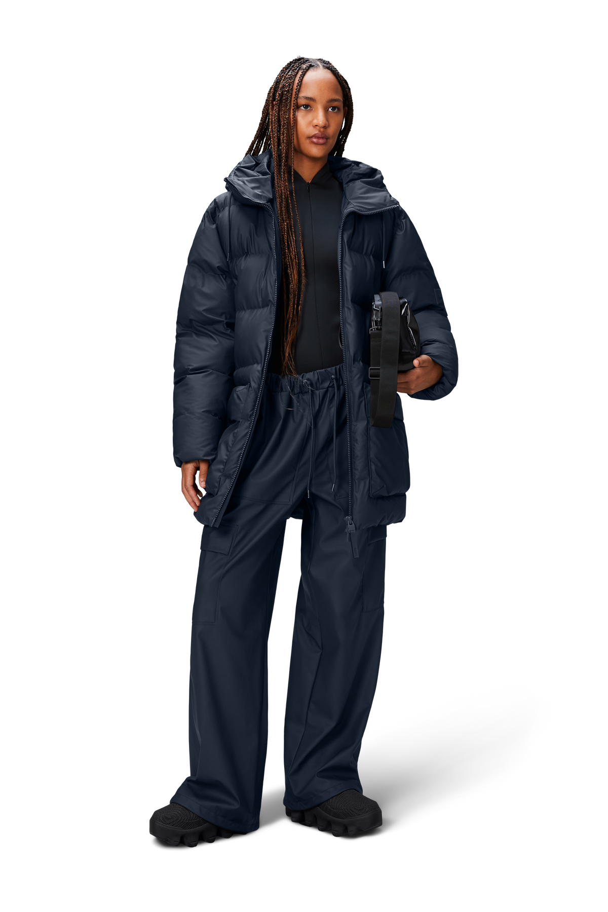Alta Long Puffer Cargo Jacket W3T4 - Navy