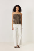 Sculpted Tube Top - Dark Olive Green
