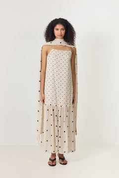Dot Slip Dress - Antique Beige