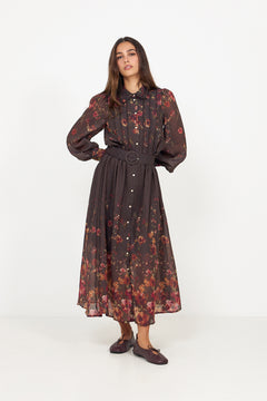 Yasromantica Ls Long Dress - Show - Chicory Coffee Romantica Aop
