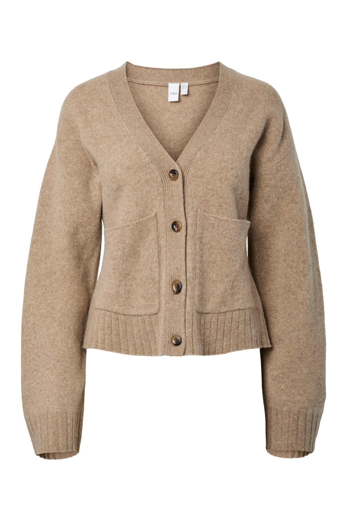 Yasemila Ls Wool Knit Cardigan - Fungi Melange