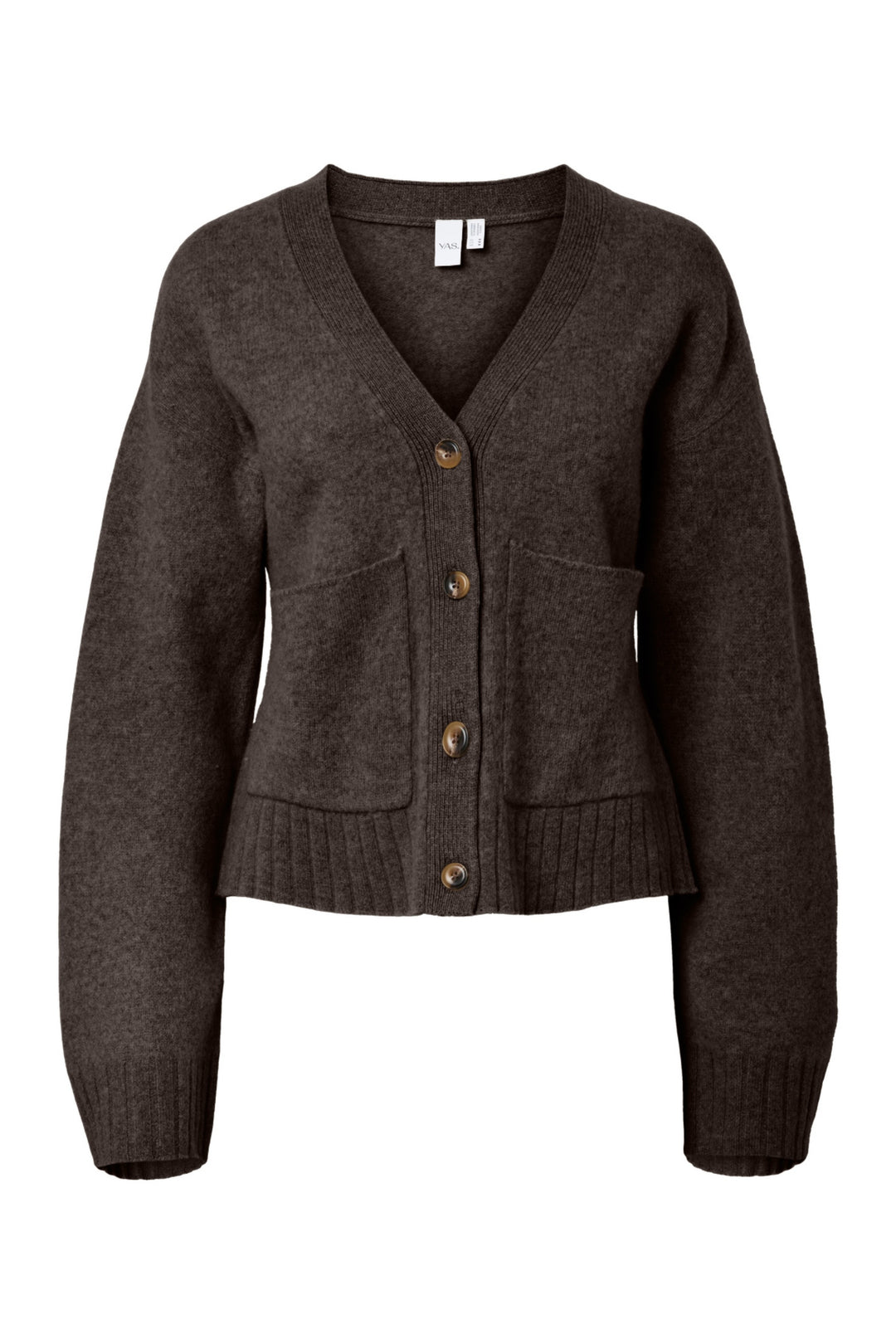 Yasemila Ls Wool Knit Cardigan - Coffee Bean Melange