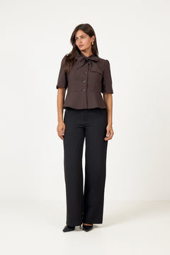 Yasriu 2/4 Scarf Blazer S. - Coffee Bean Melange