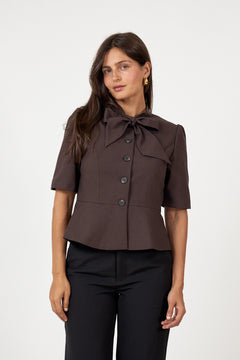 Yasriu 2/4 Scarf Blazer S. - Coffee Bean Melange