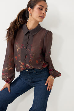 Yasromantica Ls Shirt - D2d - Chicory Coffee Romantica Print