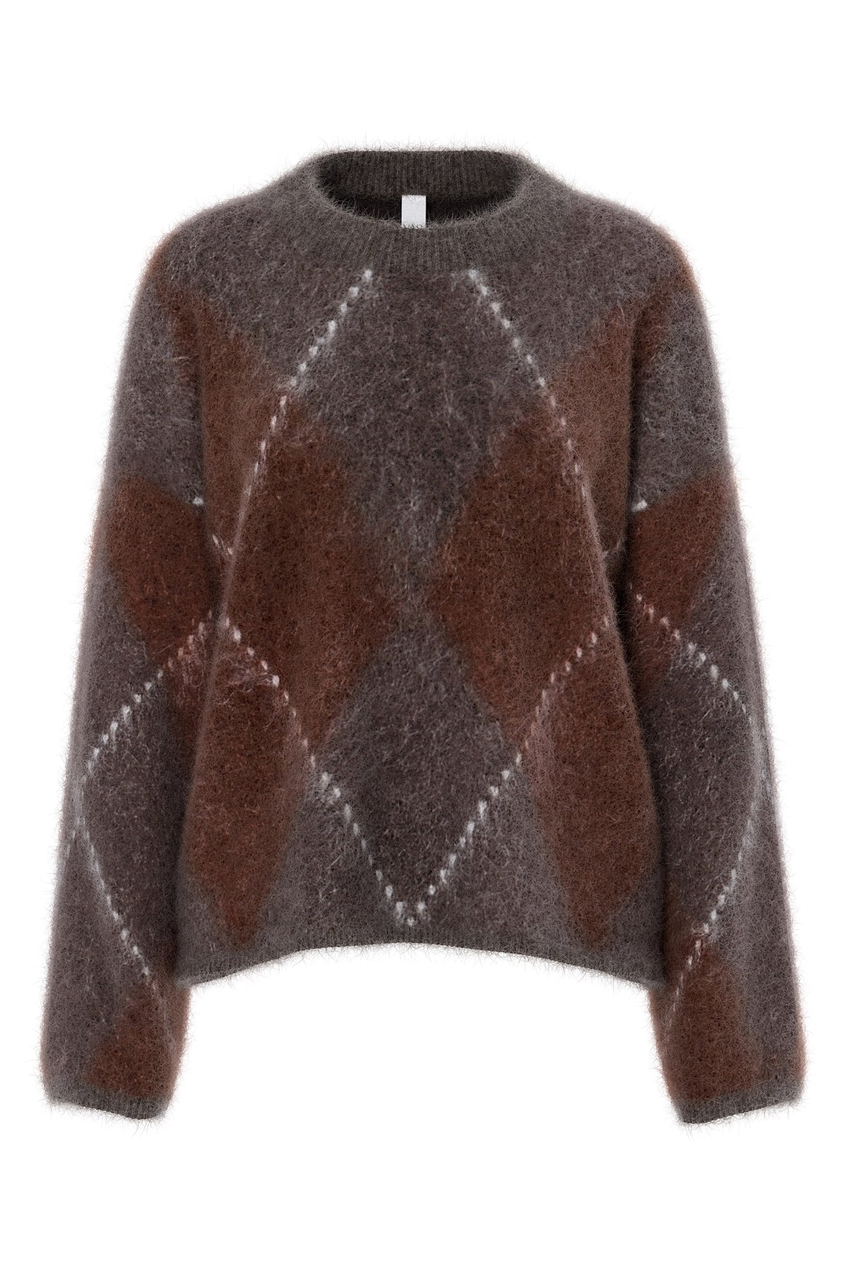 Yasargy Ls Mohair Blend Knit Pullover S. - Coffee Bean Incence/Sepia/Oatmeal