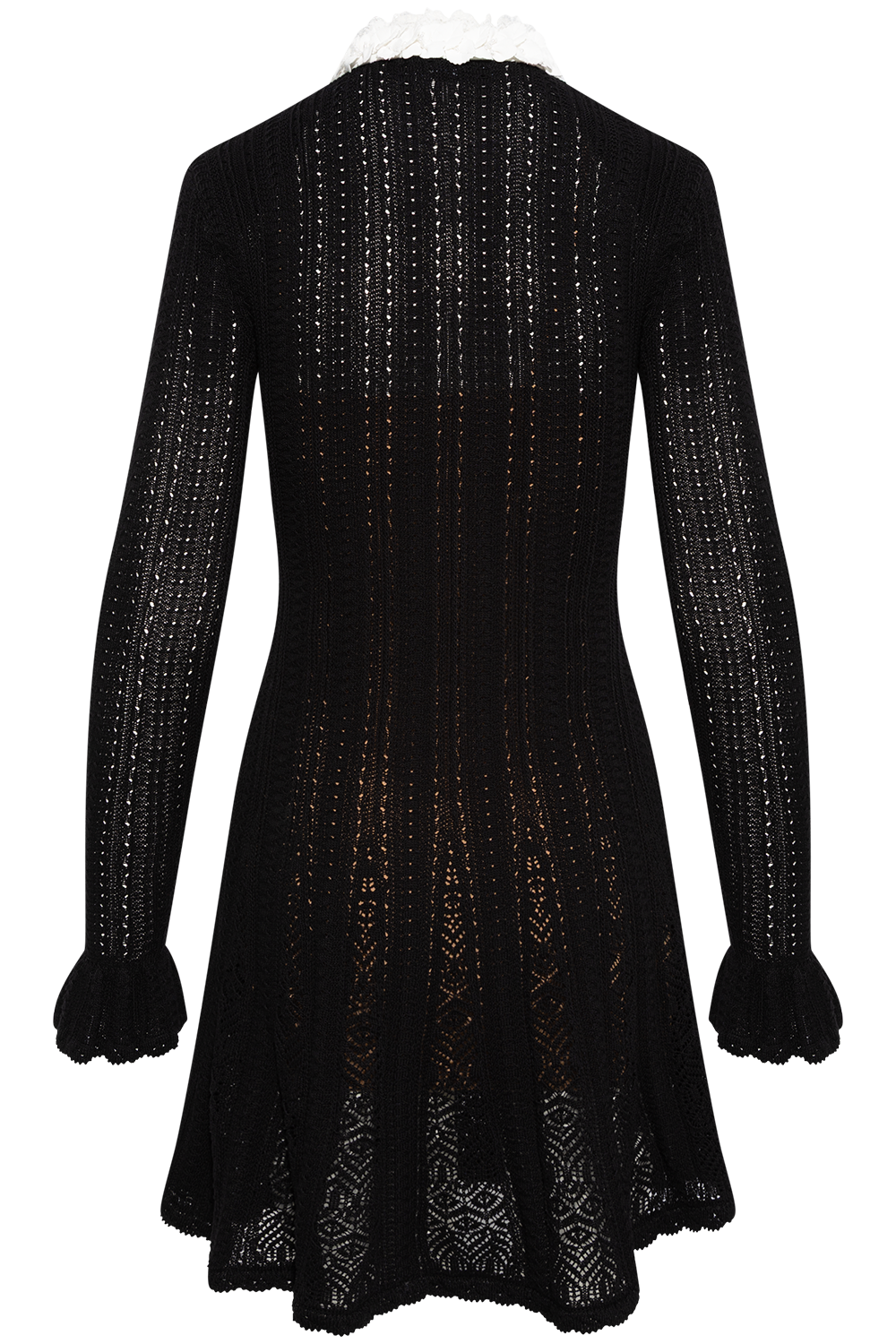 Black Flower Trim Knit Mini Dress - Svart