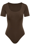 Skinwear Kortärmad Body - Mörkbrun