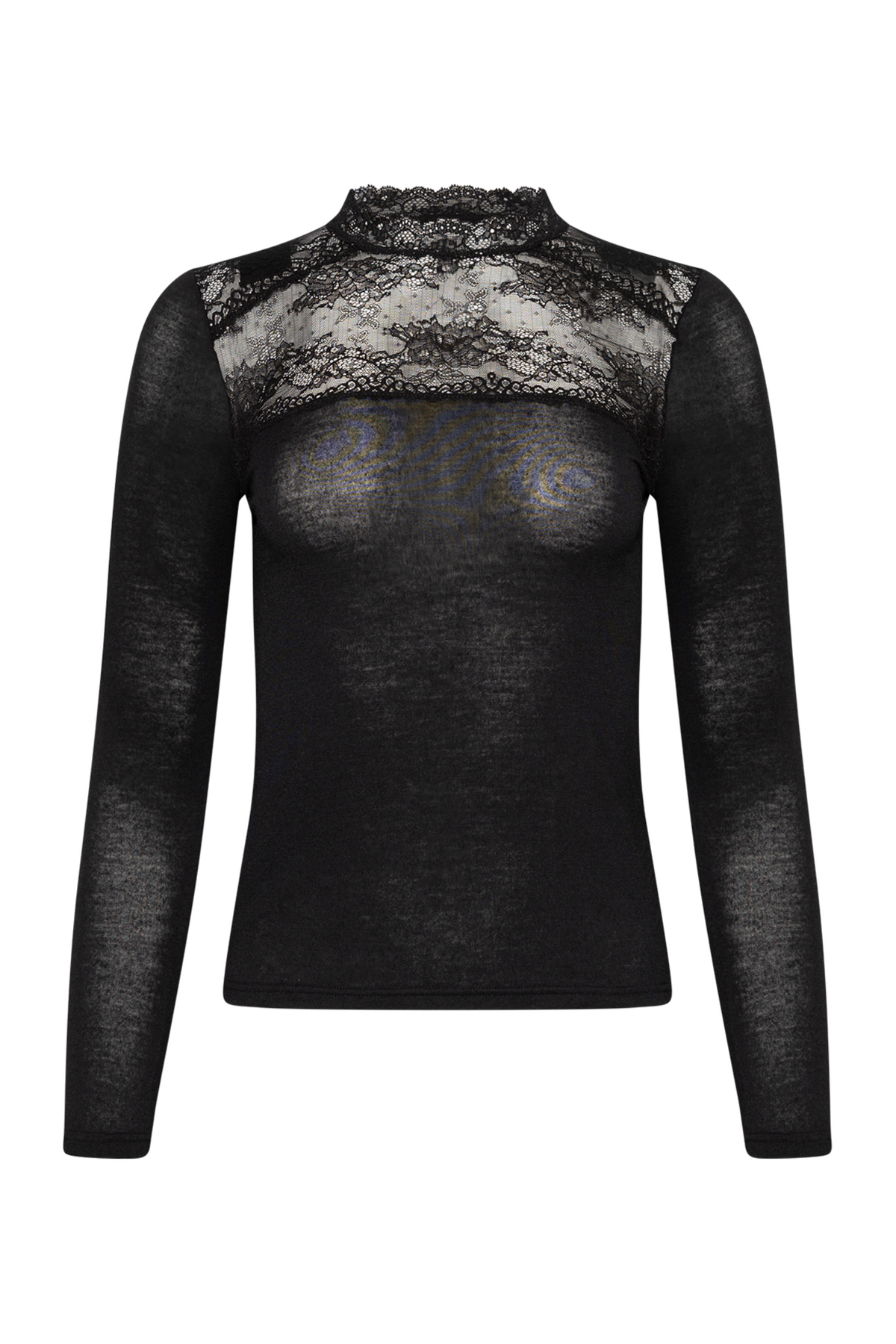 Perfect Line Cashmere Lace Carré Long Sl. - Black