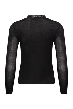 Perfect Line Cashmere Lace Carré Long Sl. - Black
