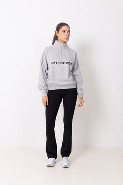 Varsity Sweat Half Zip - Grey Melange