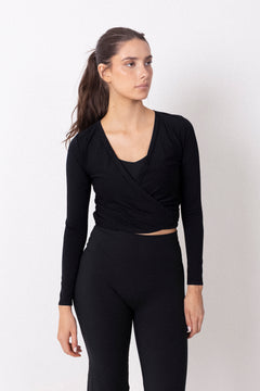Shape Seamless Wrap Long Sleeve - Black