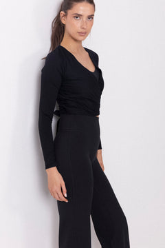 Shape Seamless Wrap Long Sleeve - Black