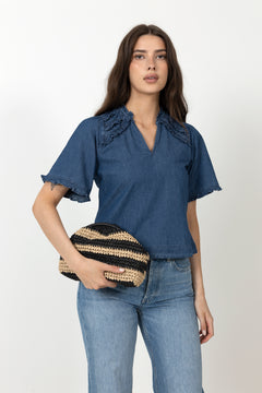 Day Summer Crochet Clutch - Nature/Black