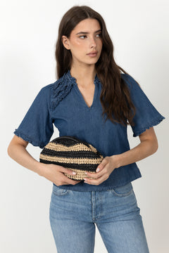 Day Summer Crochet Clutch - Nature/Black