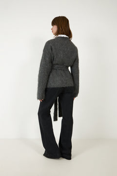 Mona Alpaca Wrap Cardigan - Dk. Grey