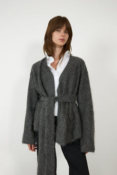 Mona Alpaca Wrap Cardigan - Dk. Grey