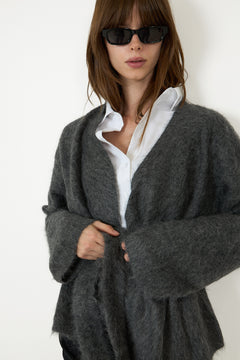 Mona Alpaca Wrap Cardigan - Dk. Grey