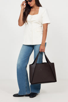 Logo Tote Bag Eco Embossed Grainy Alter Mat - Chocolate Brown