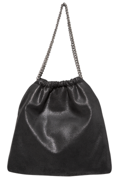 Falabella Medium Drawstring Eco Shaggy Deer W/ruthenium Chain - Black