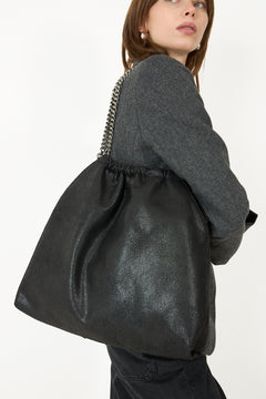 Falabella Medium Drawstring Eco Shaggy Deer W/ruthenium Chain - Black