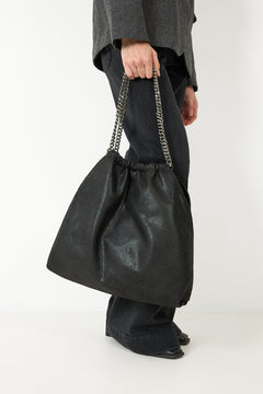 Falabella Medium Drawstring Eco Shaggy Deer W/ruthenium Chain - Black