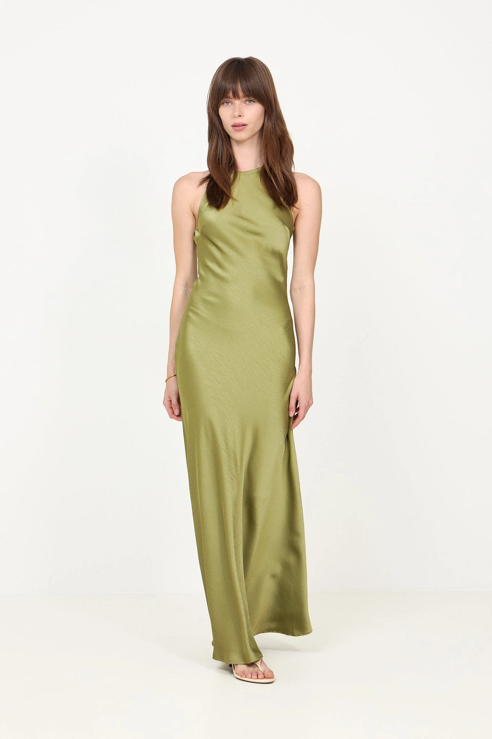 Celinie Heavy Sateen Dress - Sage Green