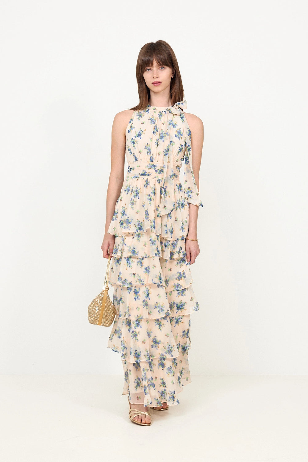 Marli Amazing Chiffon Rose Dress - Light Blue