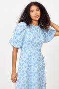 Kikka Chiffon Flower Dress - Ljusblå