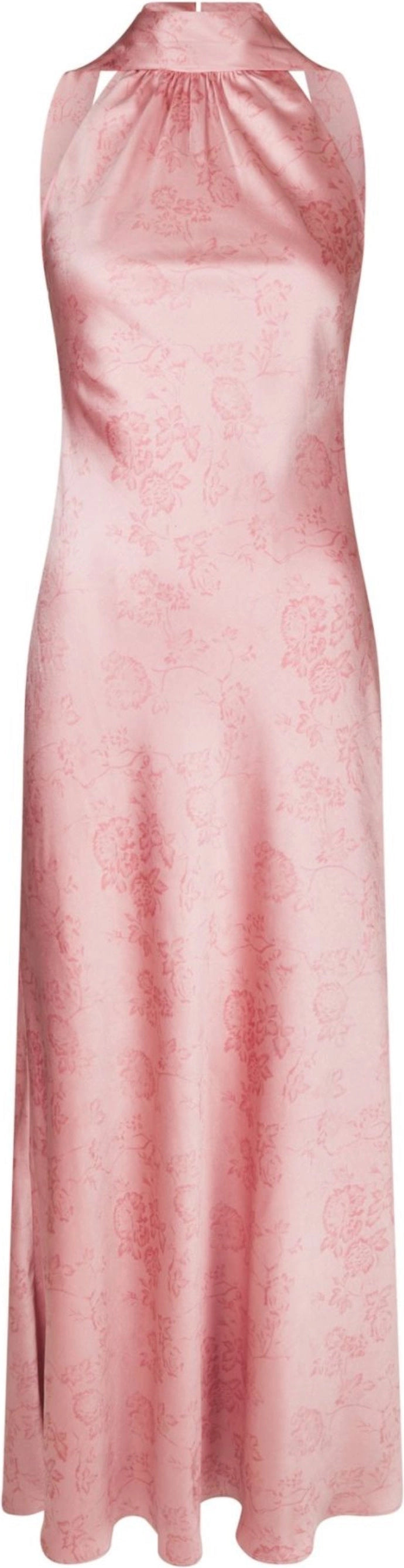 Fiona Pattern Satin Dress - Light Pink