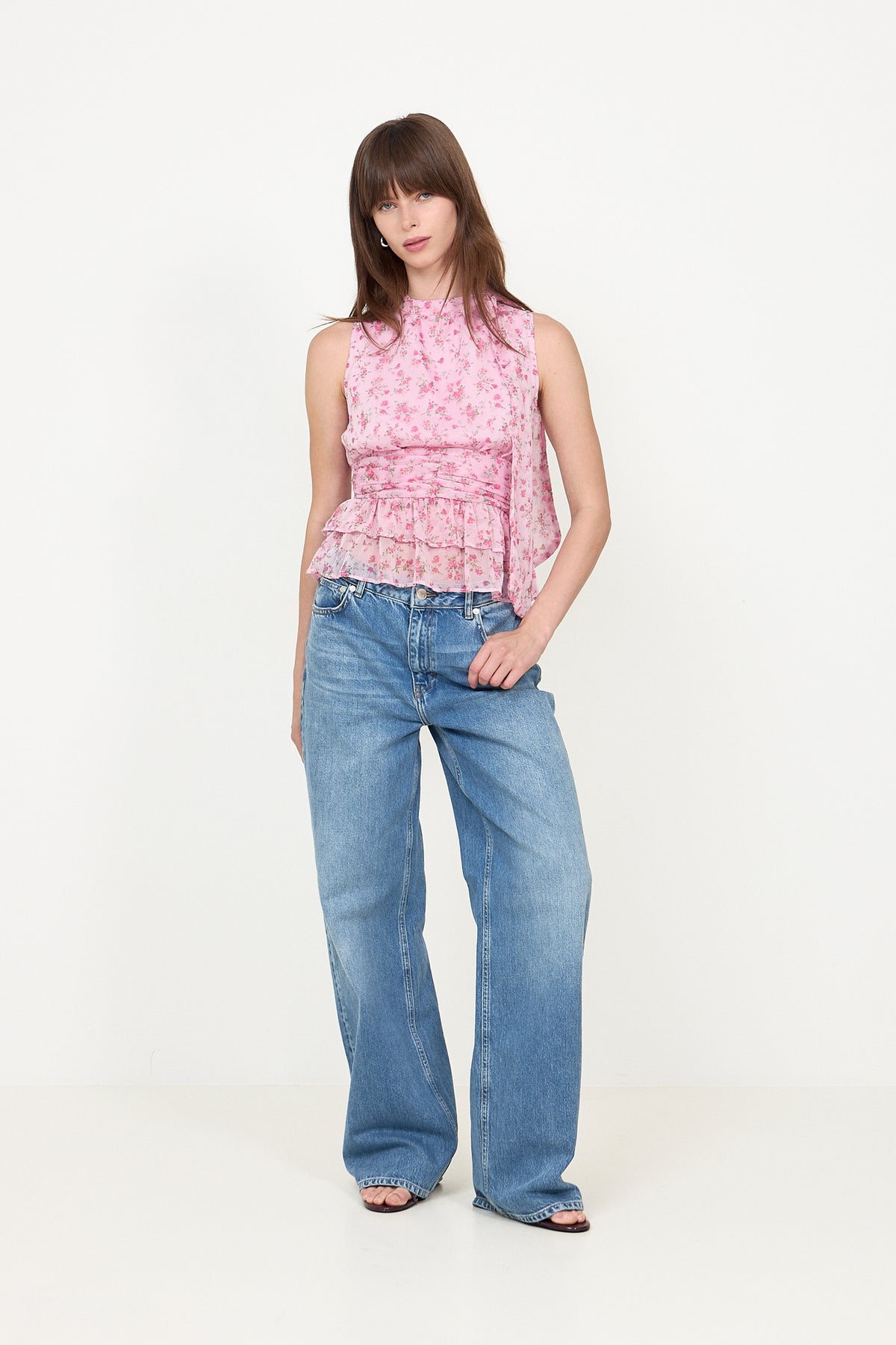 Ansol Meadow Printed Top - Ljusrosa