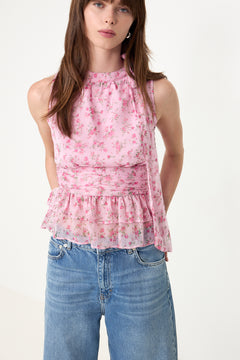 Ansol Meadow Printed Top - Light Pink