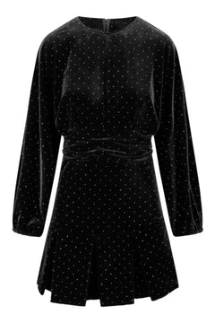 Jamal Stud Velour Dress - Black