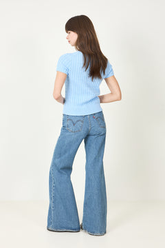 Ss Cllr Crdi-Short Sleeve-Cardigan - Baby Blue