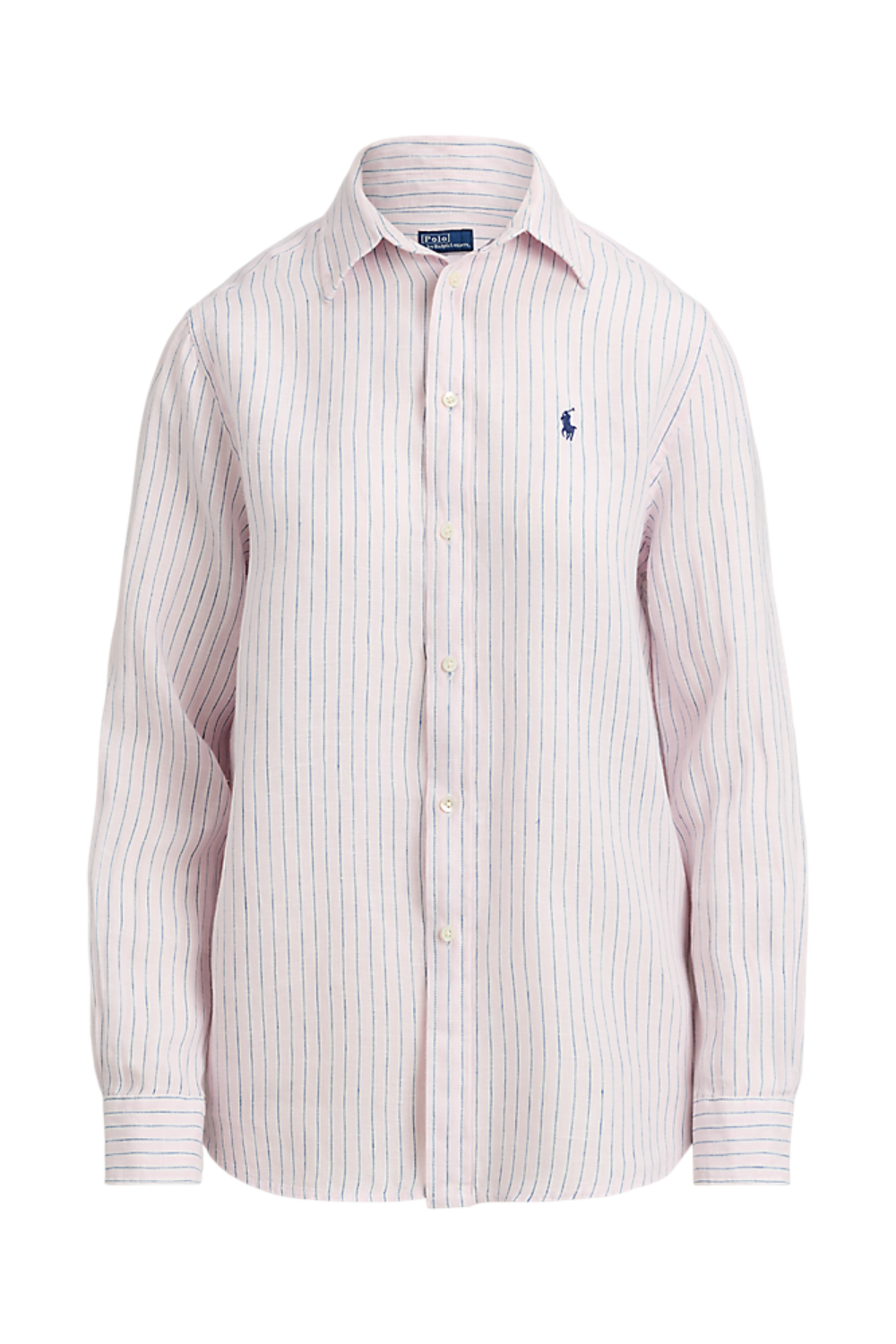 Classic Fit Striped Linen Shirt - 1994AF Hint Of Pink-White