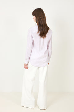 Classic Fit Striped Linen Shirt - 1994AF Hint Of Pink-White