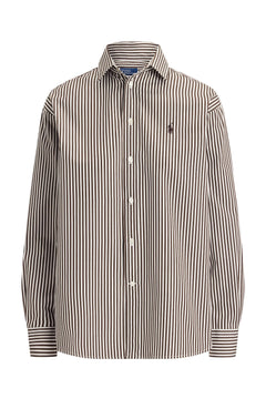 Ls Rmsy St-Long Sleeve-Blouse - Dark Brown White