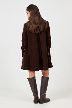 Woven-A Line-Dresses - Dark Brown