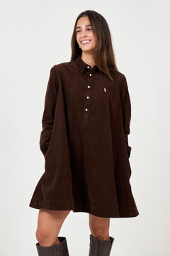 Woven-A Line-Dresses - Dark Brown