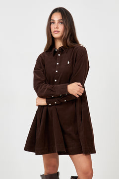 Woven-A Line-Dresses - Dark Brown