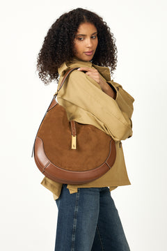 Large Suede Polo Id Shoulder Bag - Cinnamon/Cuoio