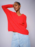 Thora V-Neck Knit - Chinese Red