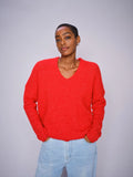 Thora V-Neck Knit - Chinese Red