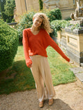 Thora V-Neck Knit - Chinese Red
