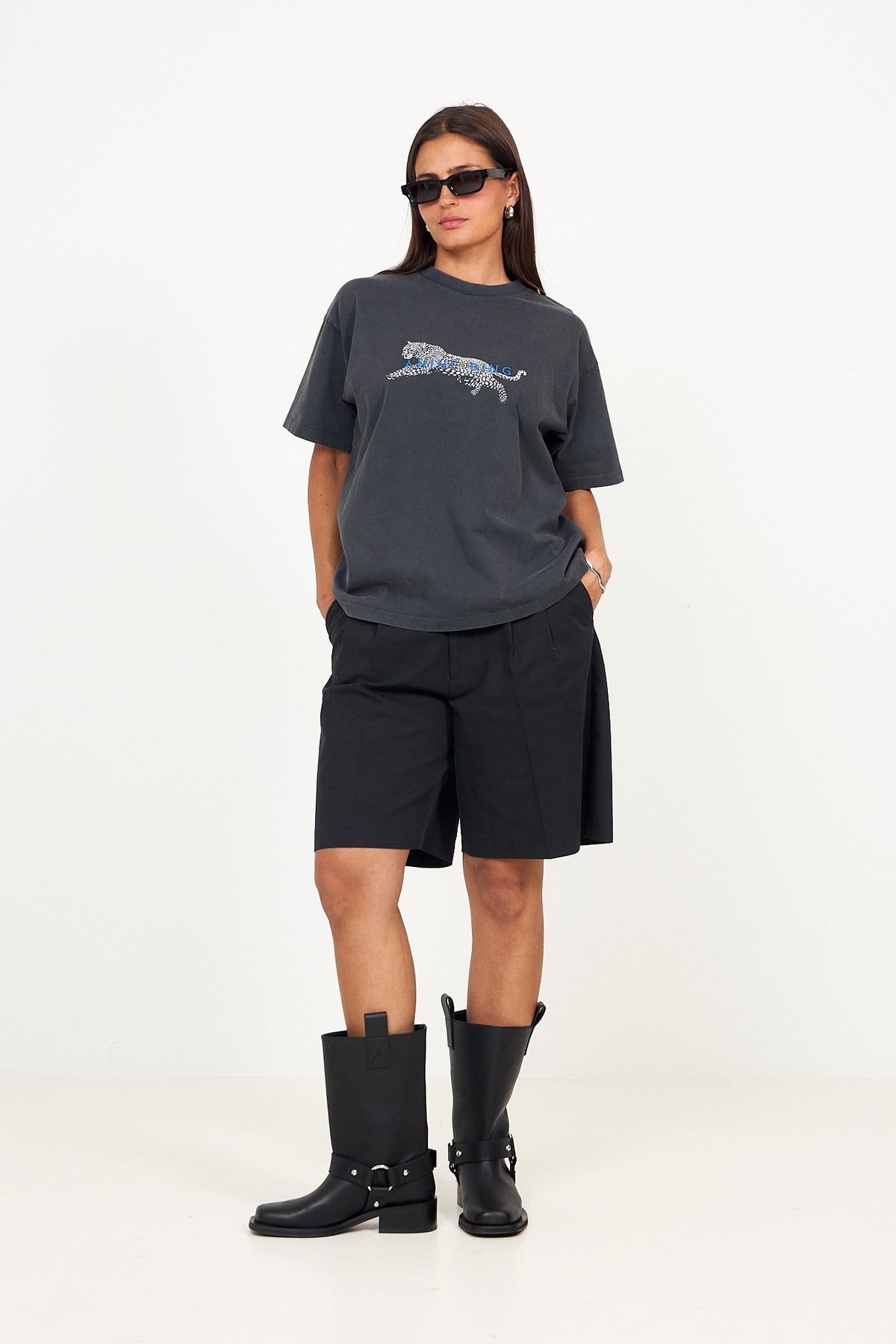 Cade Tee Leopard - Washed Black