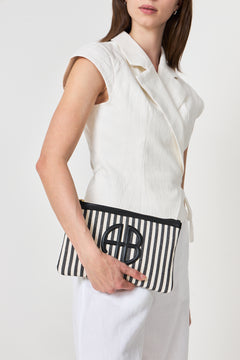 Lili Pouch - White And Black Stripe