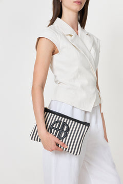 Lili Pouch - White And Black Stripe