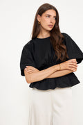 Annegret Poplin Blus - Svart
