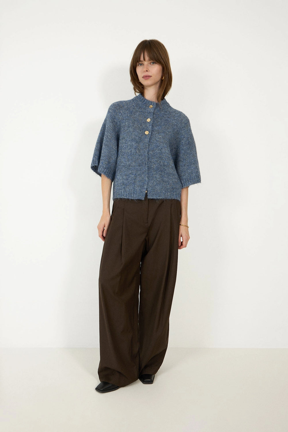 Benuta Fluffy Knit Cardigan - Smoke Blue
