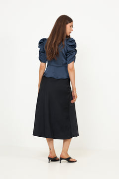 Benua Heavy Sateen Blouse - Midnight Blue